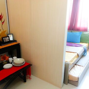 For rent: fully furnished 1 bedroom 1BR with 6 swimming pool, gym, badminton court in quezon city
